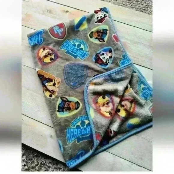 Paw Patrol Here To Help Rubble Chase Marshall Soft Throw Fleece Blanket Blue - Picture 1 of 5